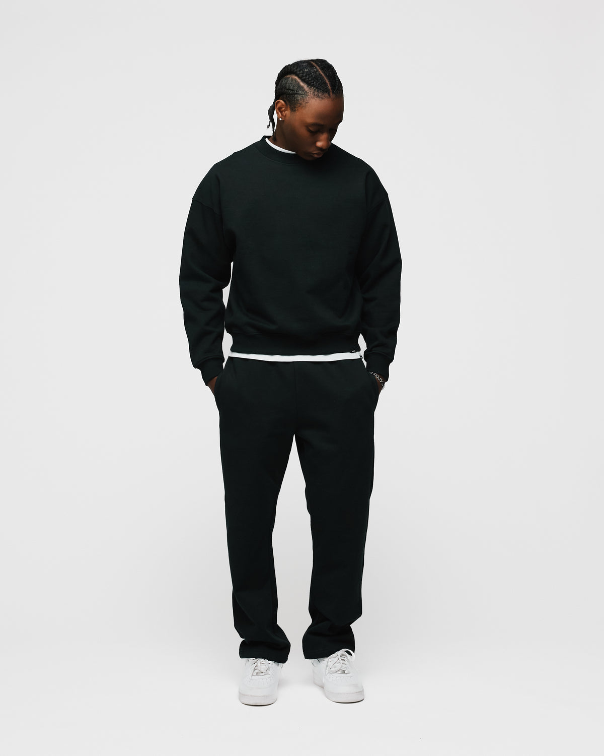 Drop Shoulder Crewneck - Black