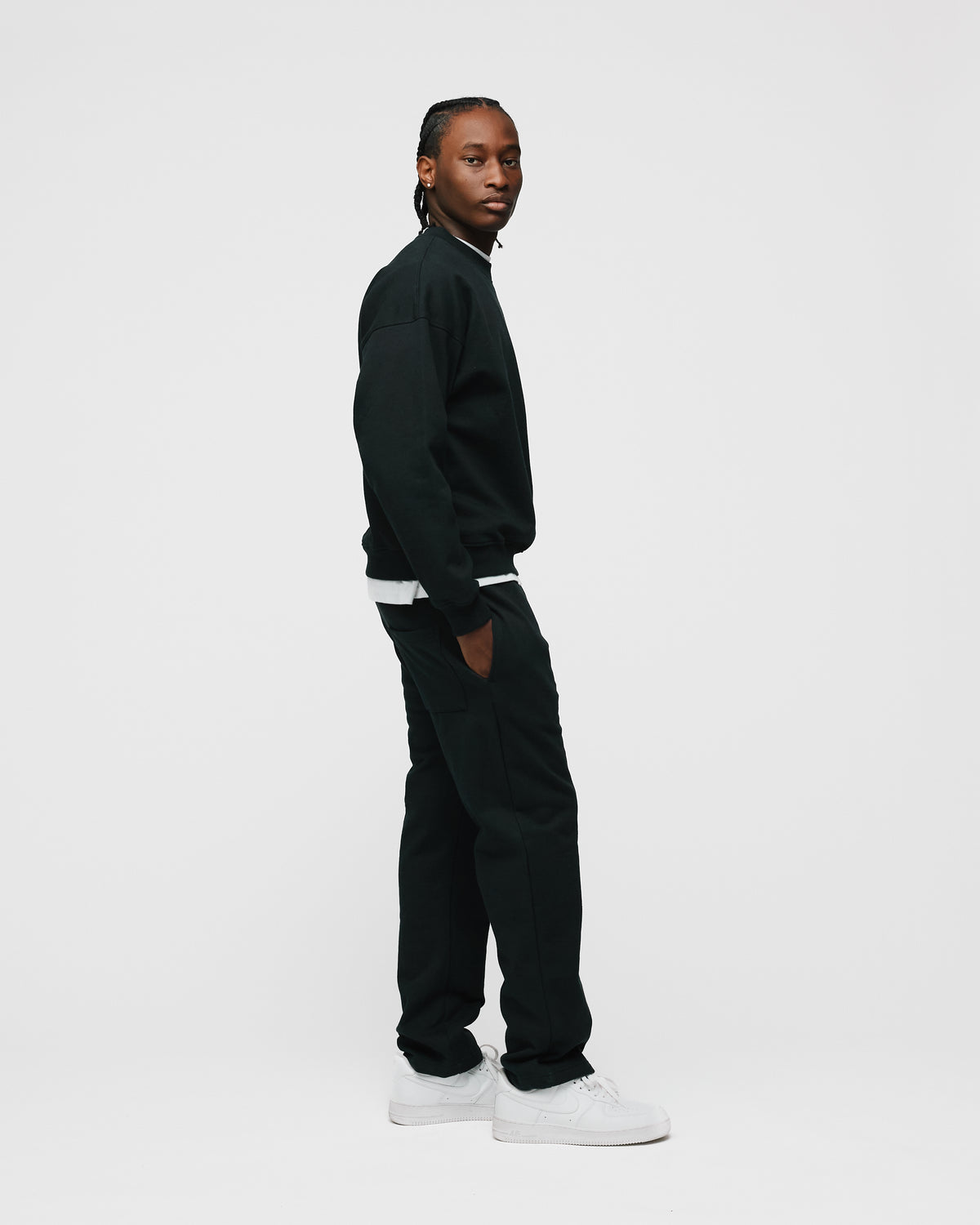 Open Bottom Sweatpants - Black
