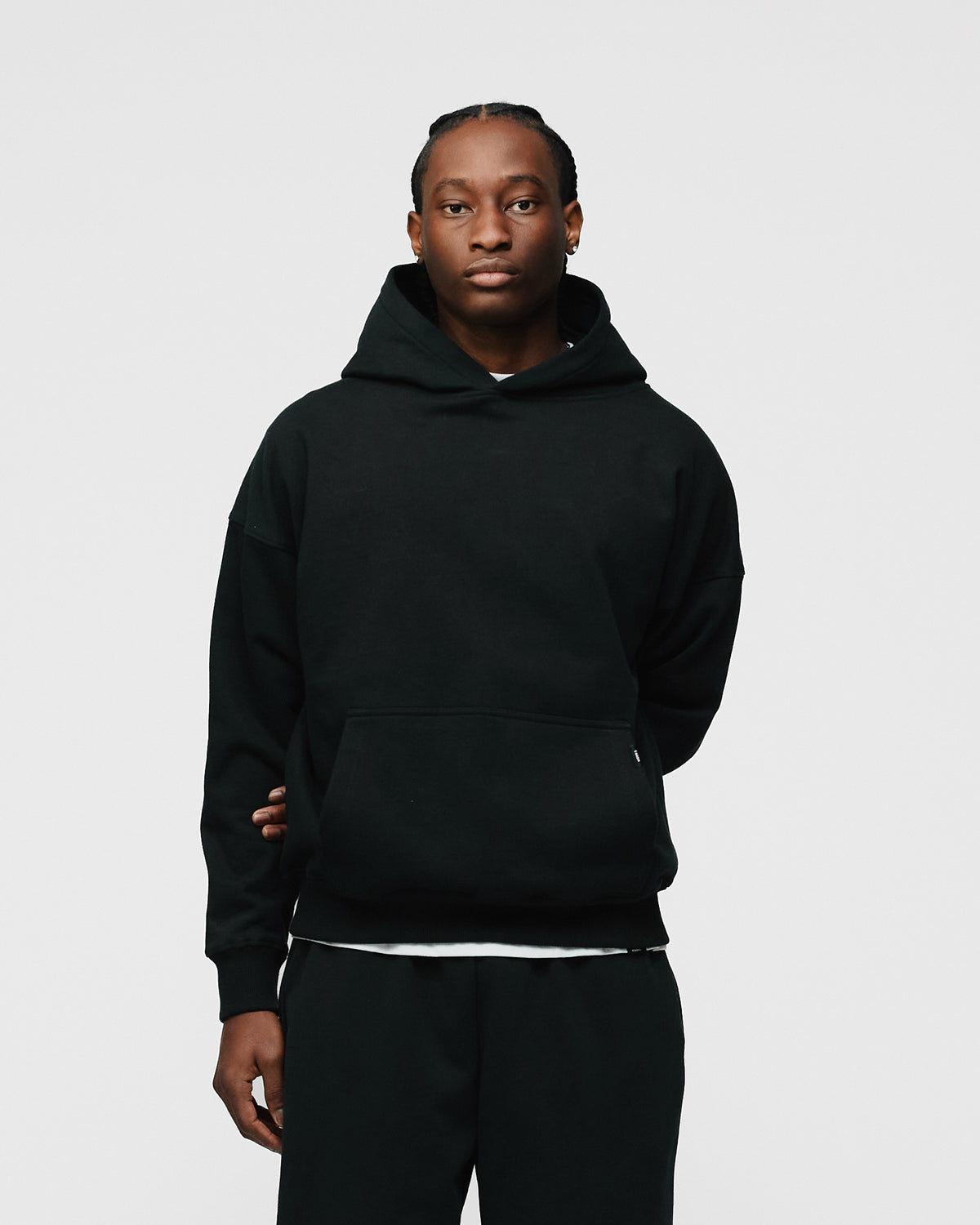 Drop Shoulder Hoodie - Black