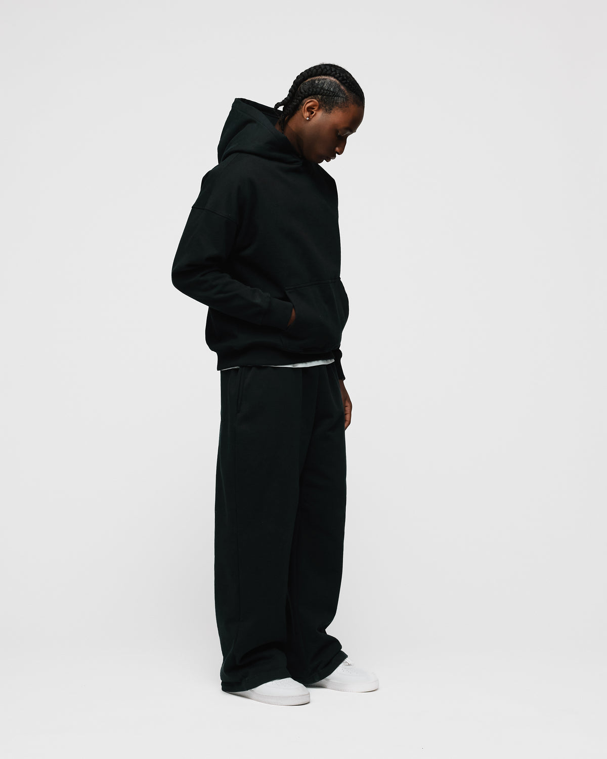 Drop Shoulder Hoodie - Black