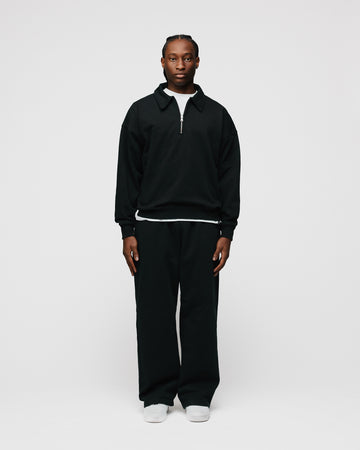 Drop Shoulder 1/4 Zip - Black