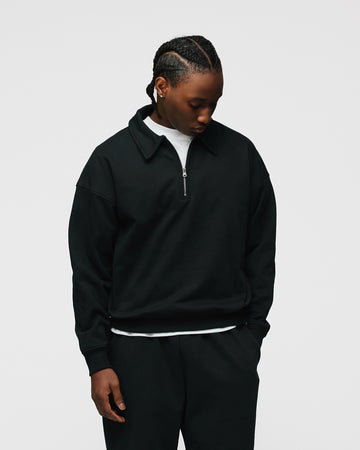 Drop Shoulder 1/4 Zip - Black