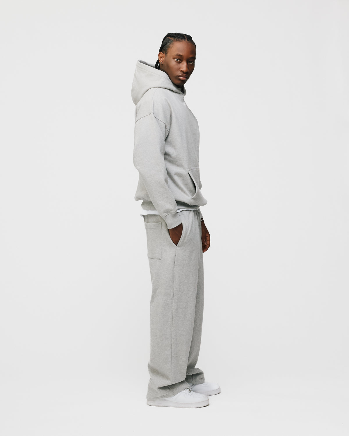 Drop Shoulder Hoodie - Grey