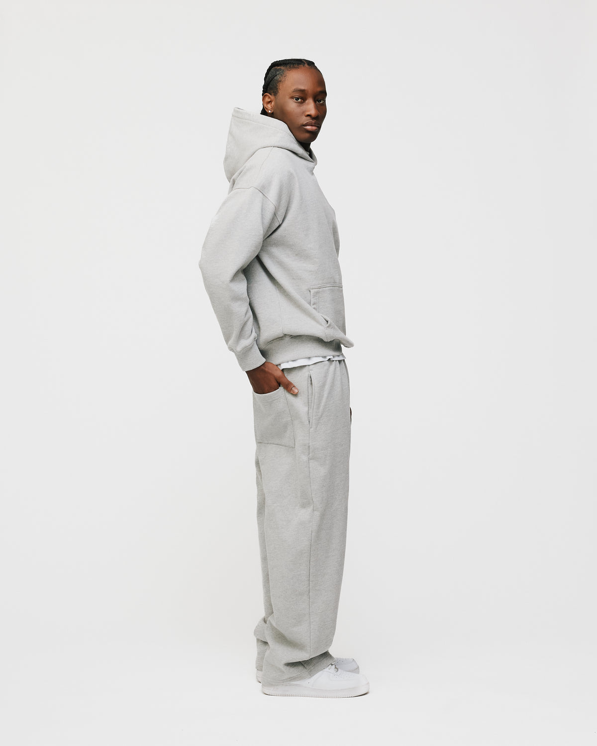 Drop Shoulder Hoodie - Grey