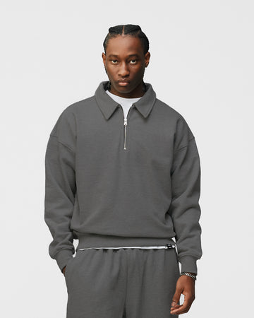 Drop Shoulder 1/4 Zip - Charcoal