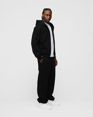 Drop Shoulder Zip Hoodie - Black