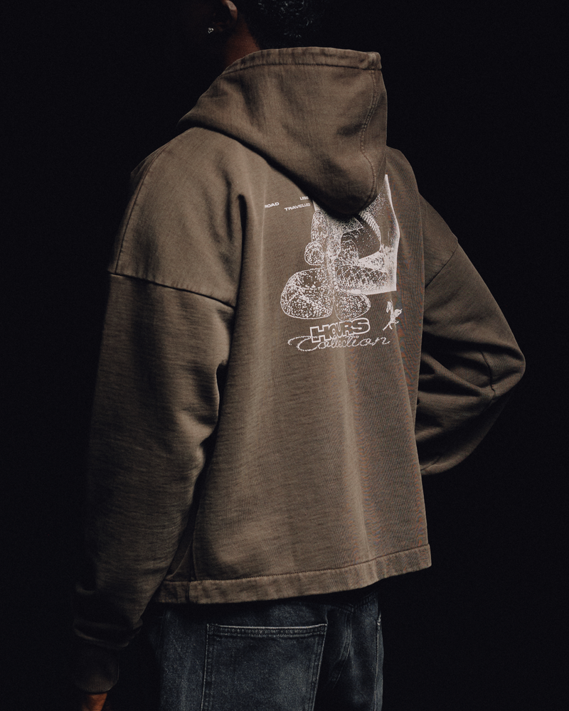 Outlaw Cropped Zip Hoodie - Vintage Espresso