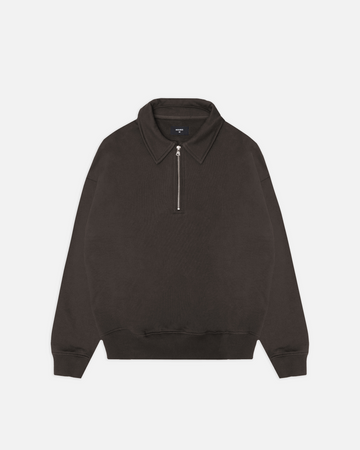 Drop Shoulder 1/4 Zip - Espresso