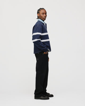 Cropped Rugby Shirt - Navy Blue