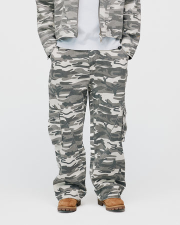 Baggy Cargo Pants - White Camo