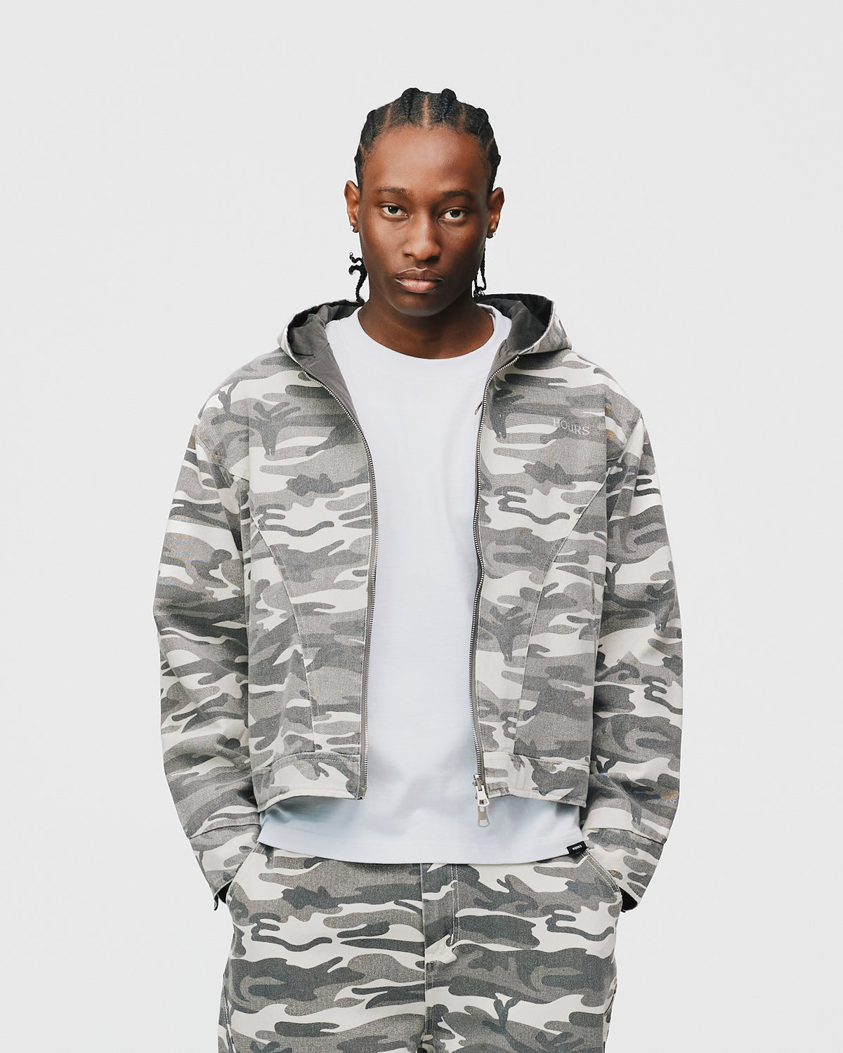 Reversible Hooded Jacket - White Camo