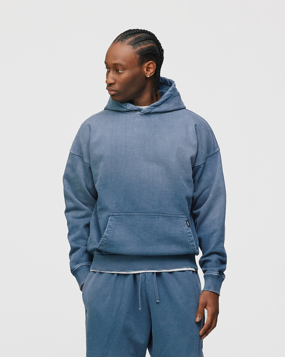 Drop Shoulder Hoodie - Sunfaded Blue