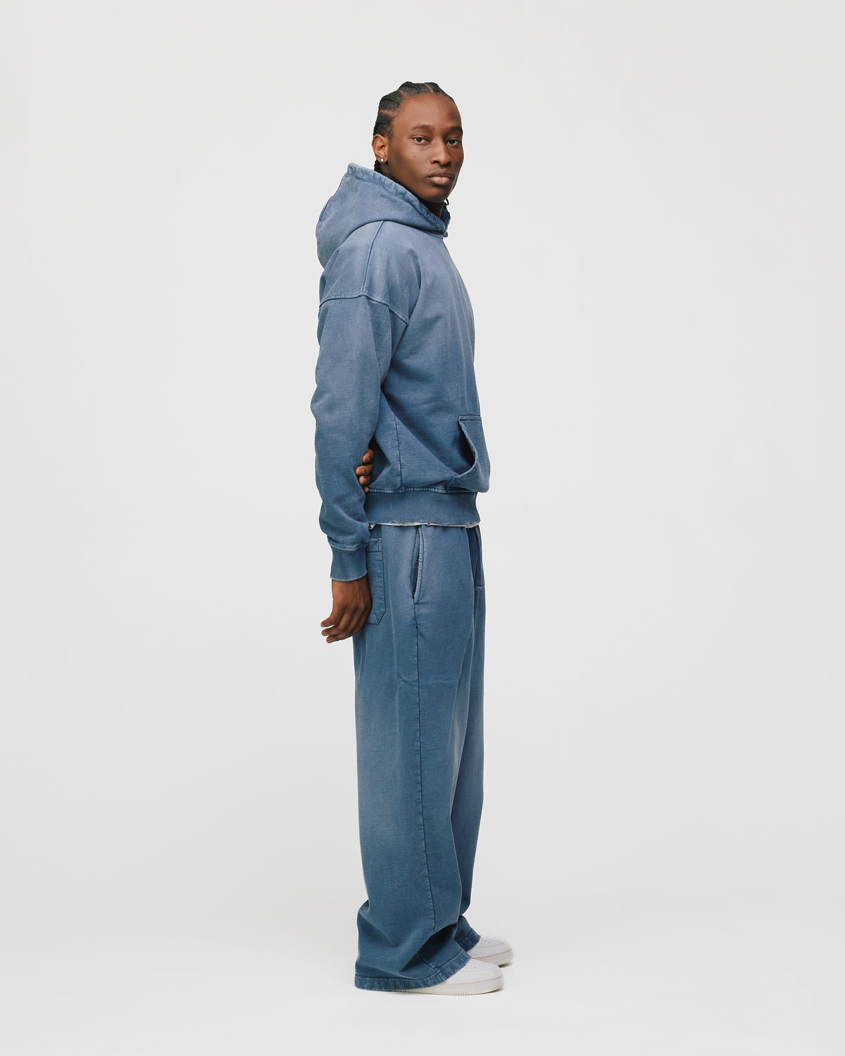 Drop Shoulder Hoodie - Sunfaded Blue
