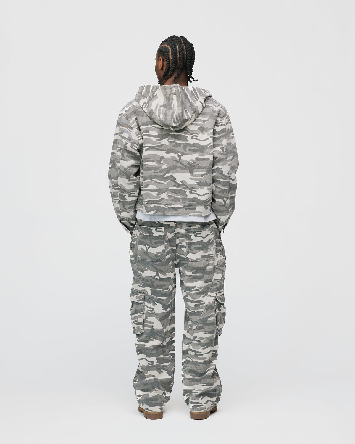 Baggy Cargo Pants - White Camo