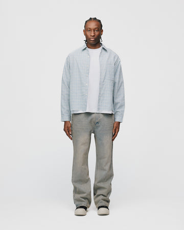 Cropped Flannel - Light Blue