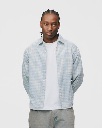 Cropped Flannel - Light Blue
