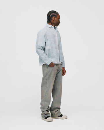 Cropped Flannel - Light Blue
