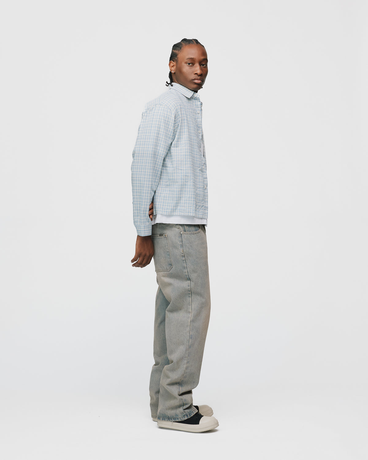Cropped Flannel - Light Blue