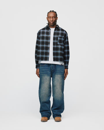 Cropped Flannel - Blue