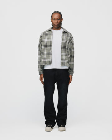 Cropped Zip Flannel - Grey