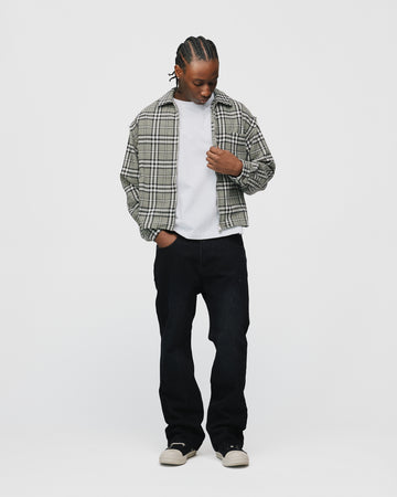 Cropped Zip Flannel - Grey
