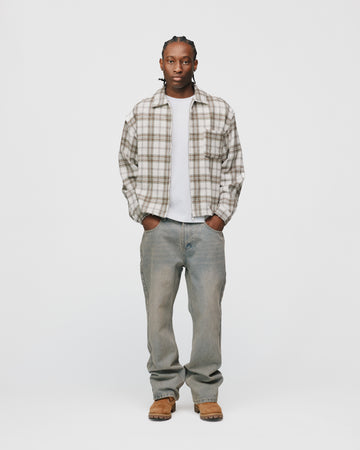 Cropped Zip Flannel - Cream
