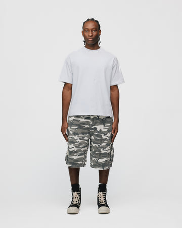 Baggy Cargo Shorts - White Camo