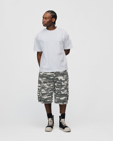 Baggy Cargo Shorts - White Camo