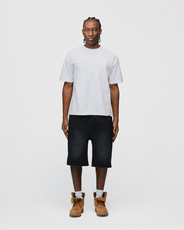 Baggy Denim Shorts - Washed Black