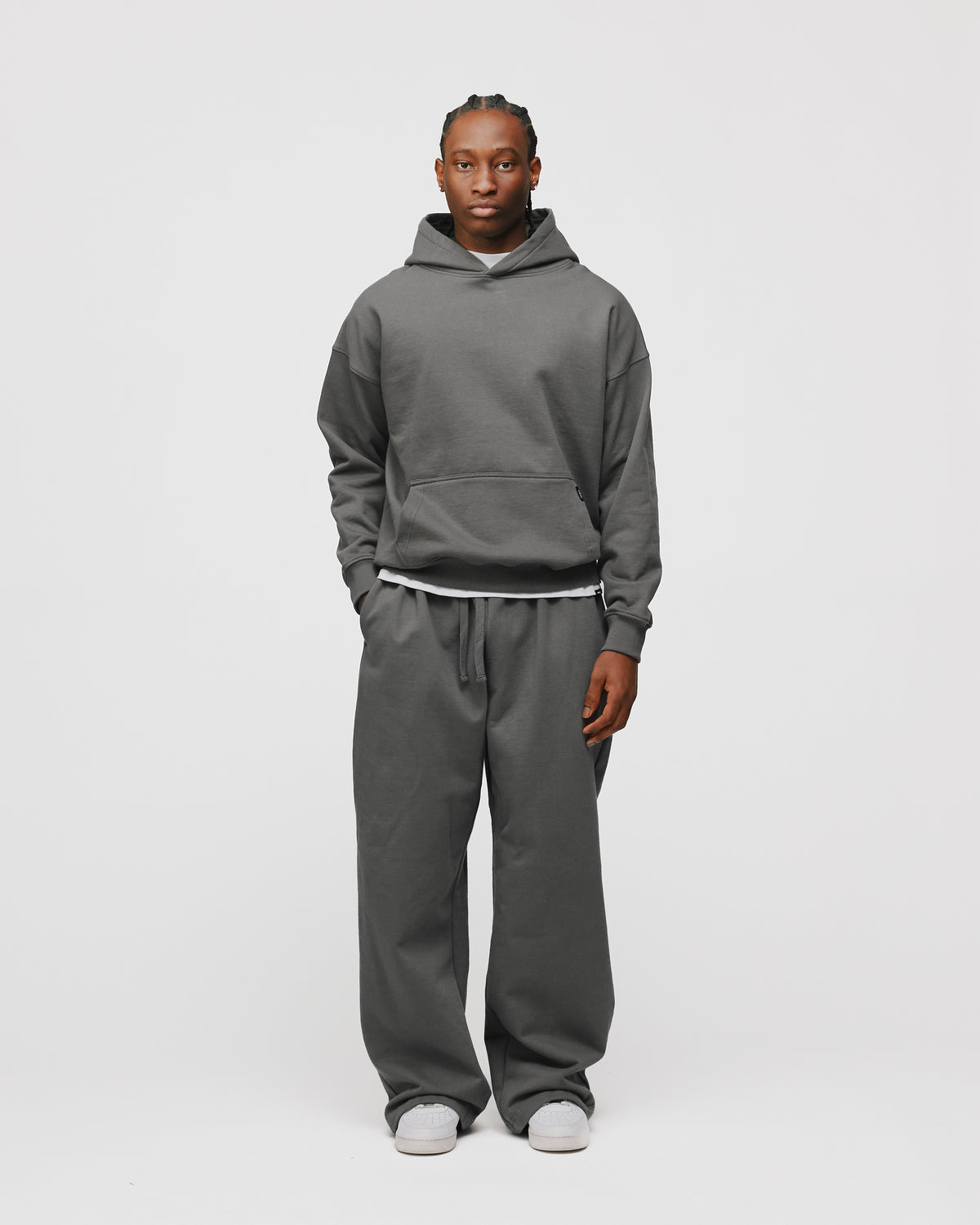 Drop Shoulder Hoodie - Charcoal