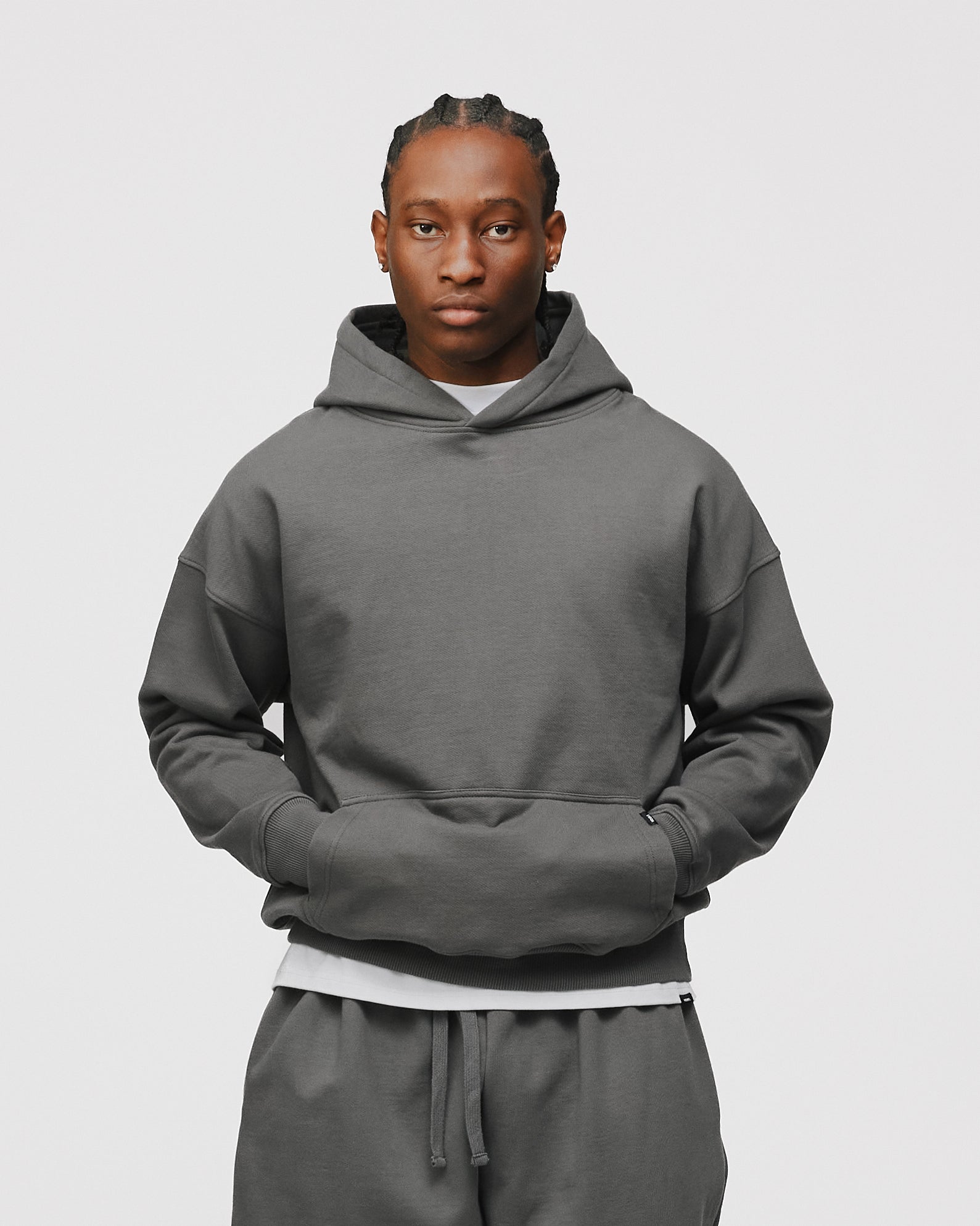 Drop Shoulder Hoodie - Charcoal