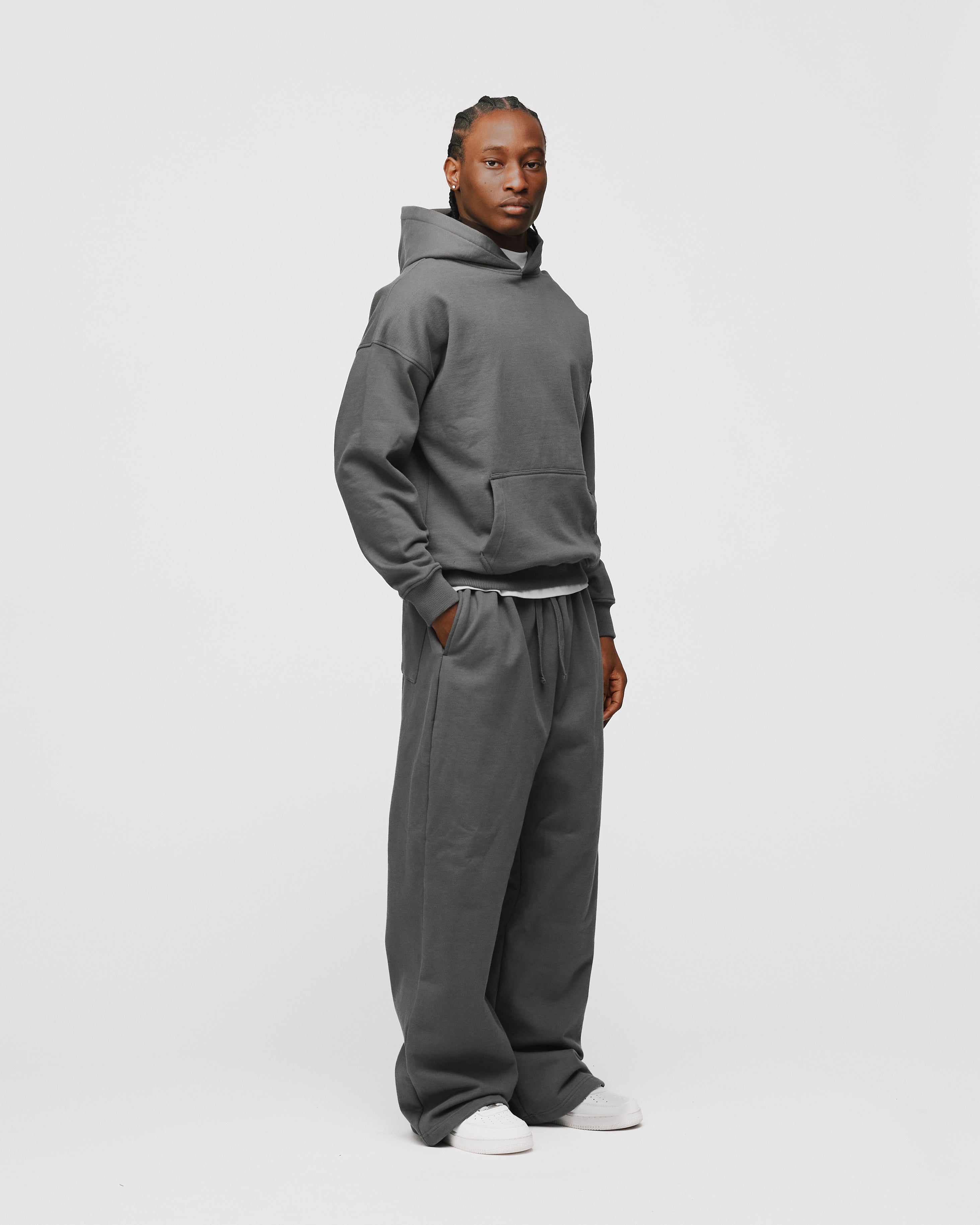 Drop Shoulder Hoodie - Charcoal