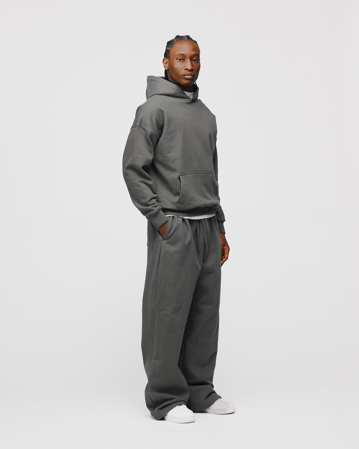 Drop Shoulder Hoodie - Charcoal