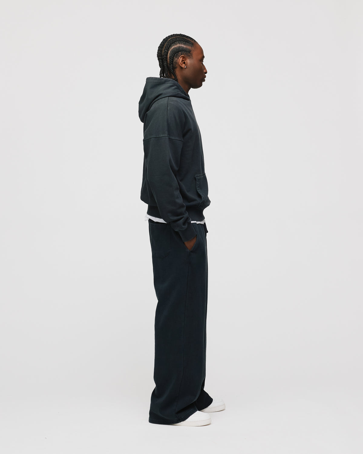 Drop Shoulder Hoodie - Vintage Black