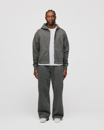 Cropped Zip Hoodie - Vintage Grey