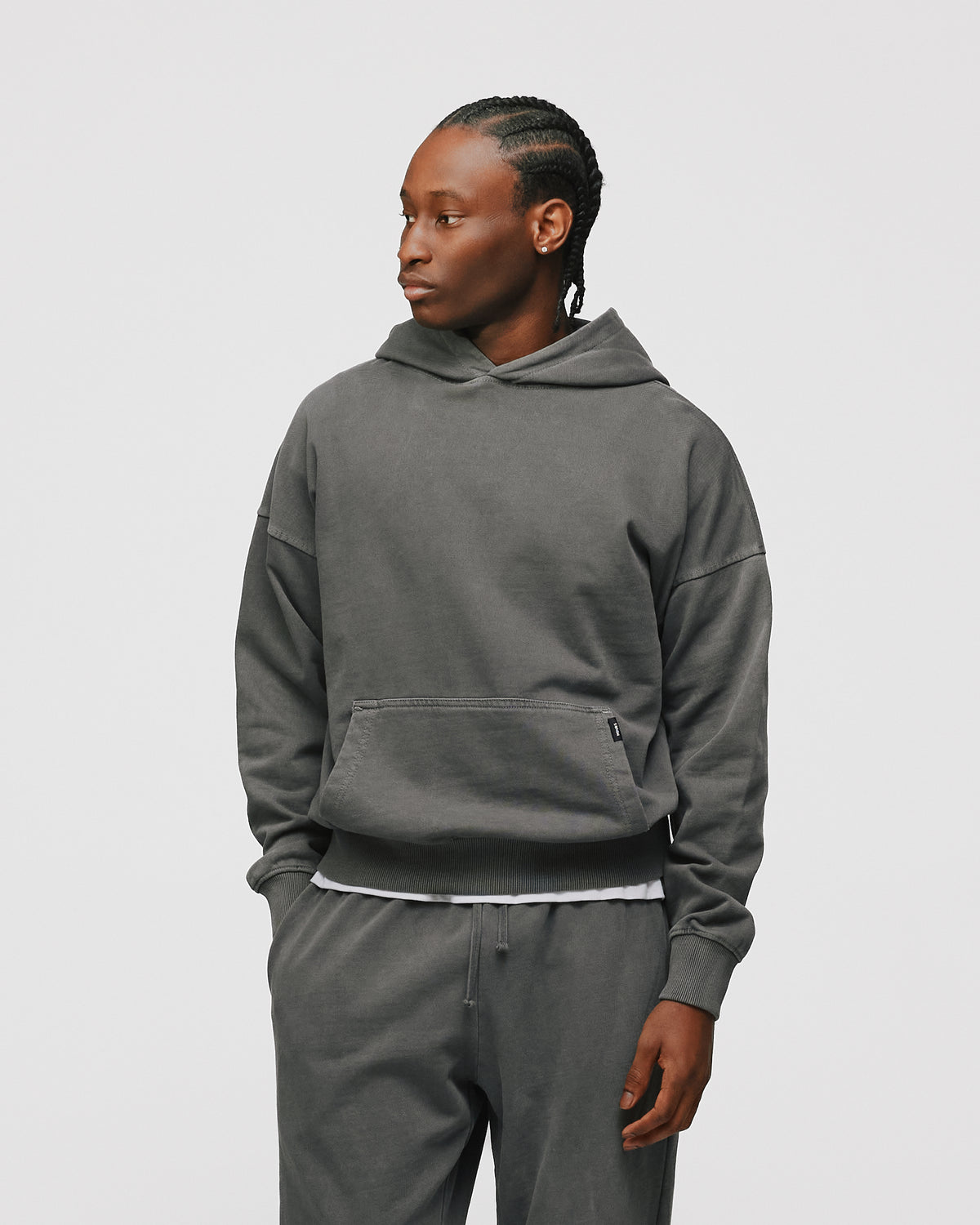 Drop Shoulder Hoodie - Vintage Grey