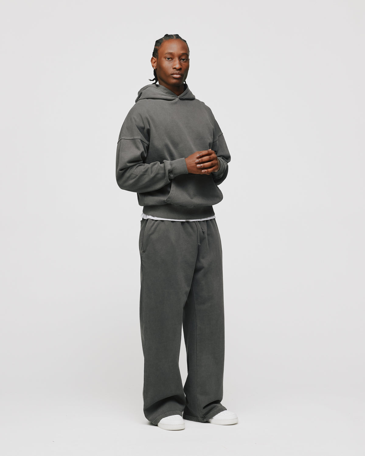 Drop Shoulder Hoodie - Vintage Grey