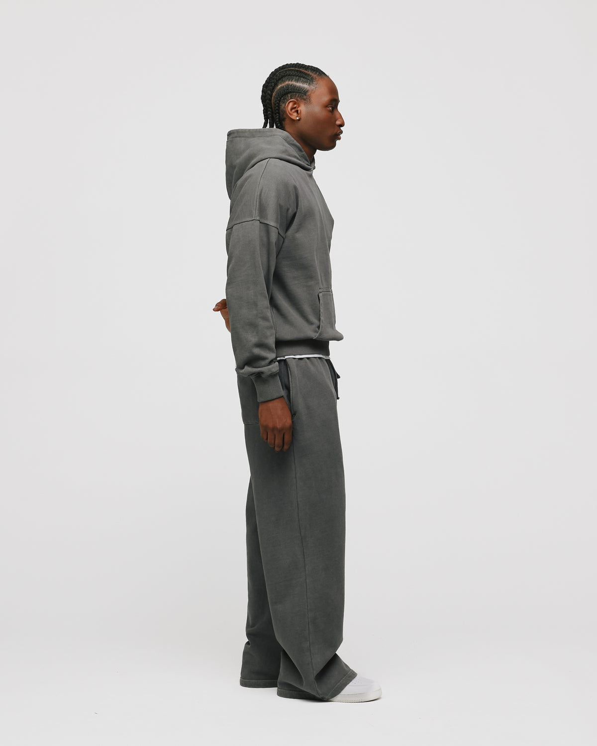 Drop Shoulder Hoodie - Vintage Grey