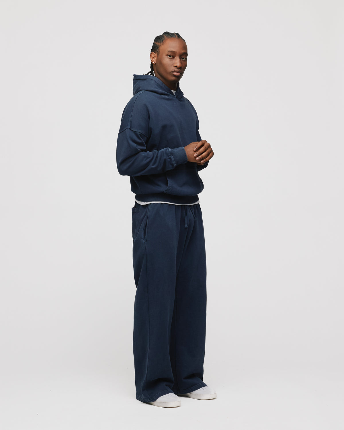 Drop Shoulder Hoodie - Vintage Navy