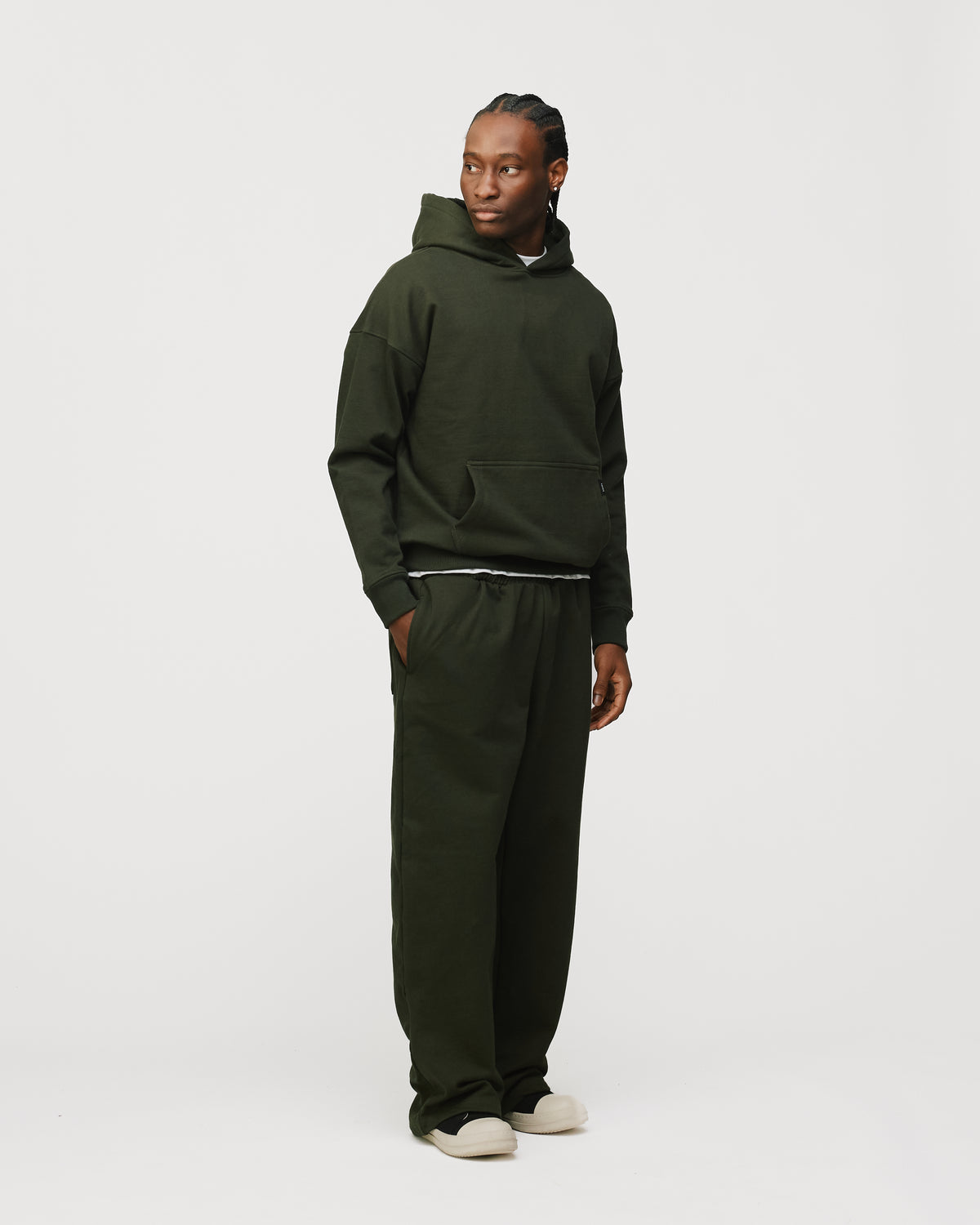 Drop Shoulder Hoodie - Olive