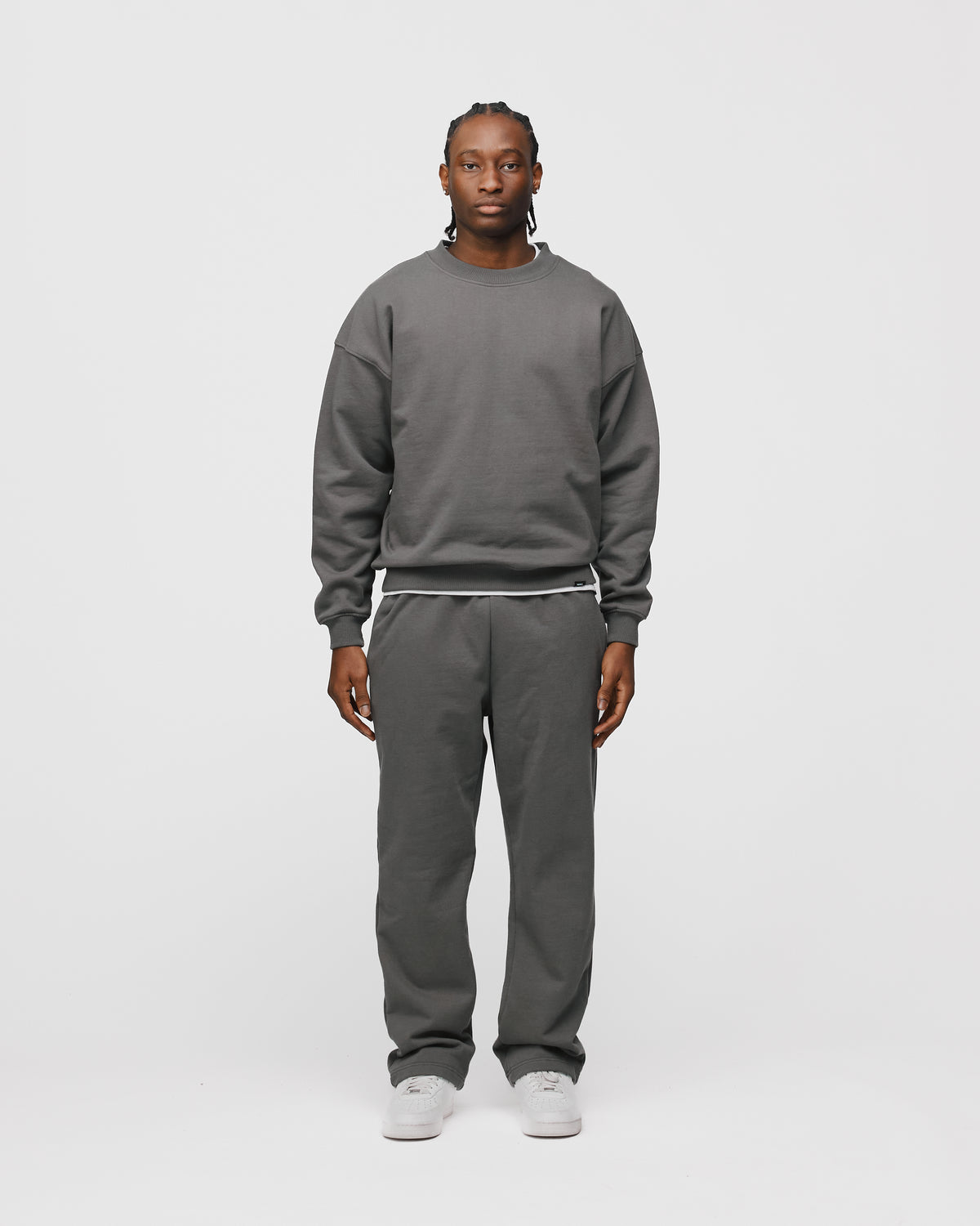 Drop Shoulder Crewneck - Charcoal