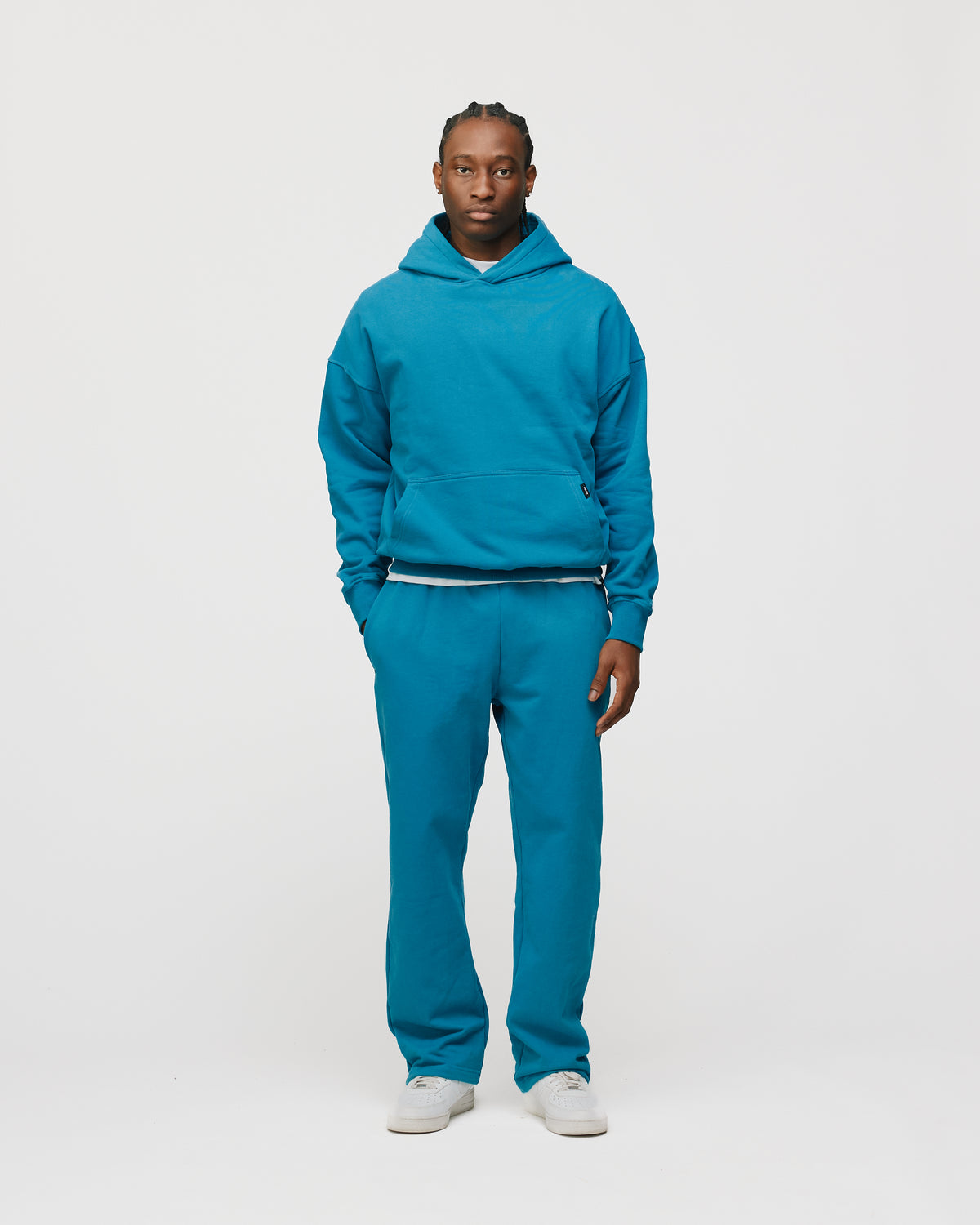 Drop Shoulder Hoodie - Aqua
