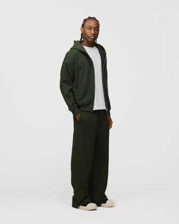 Drop Shoulder Zip Hoodie - Olive