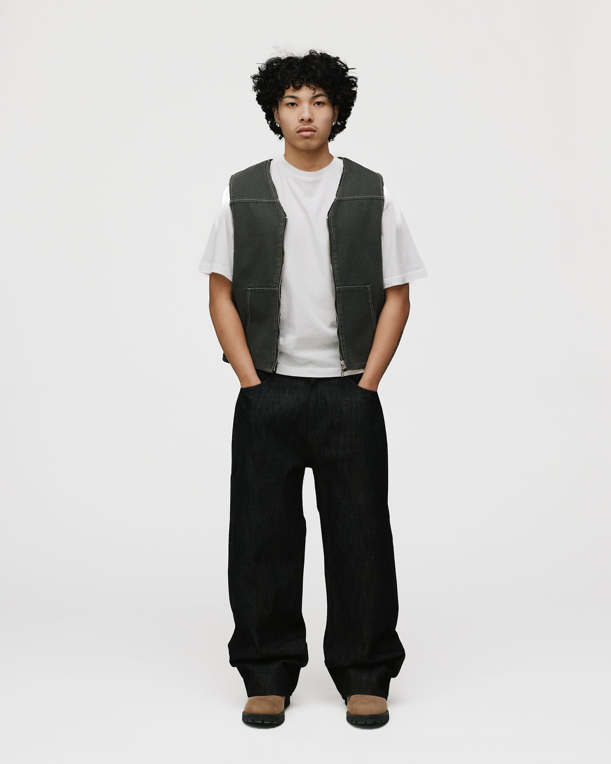 Reversible Workwear Vest - Washed Grey