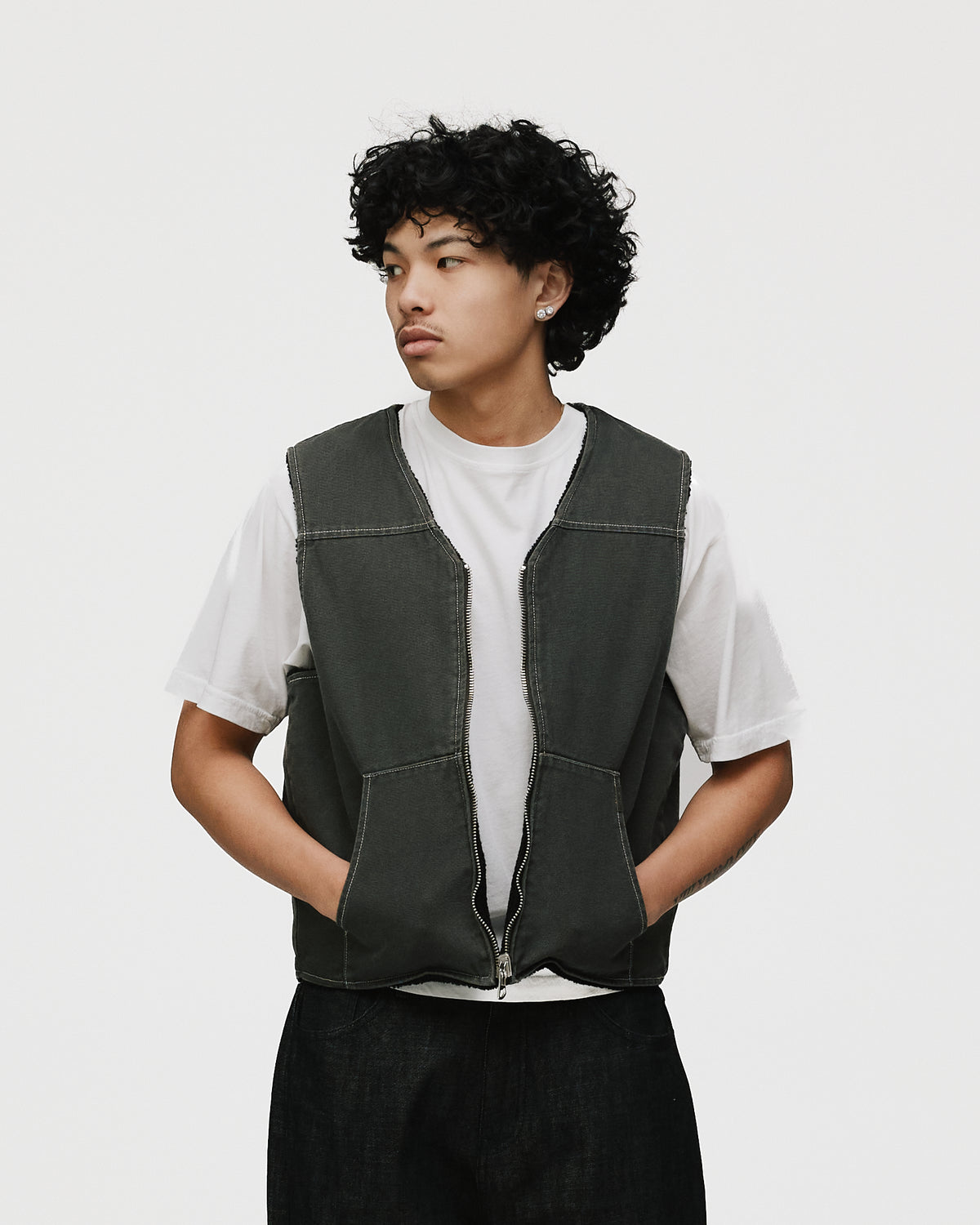 Reversible Workwear Vest - Washed Grey