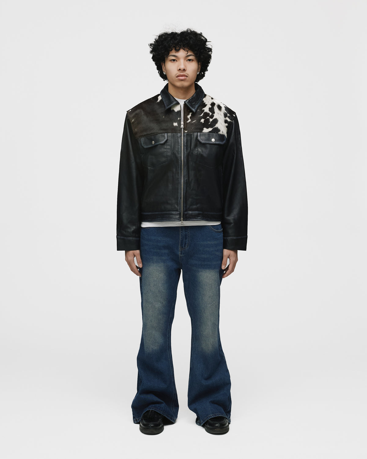 Cowhide Leather Jacket - Black