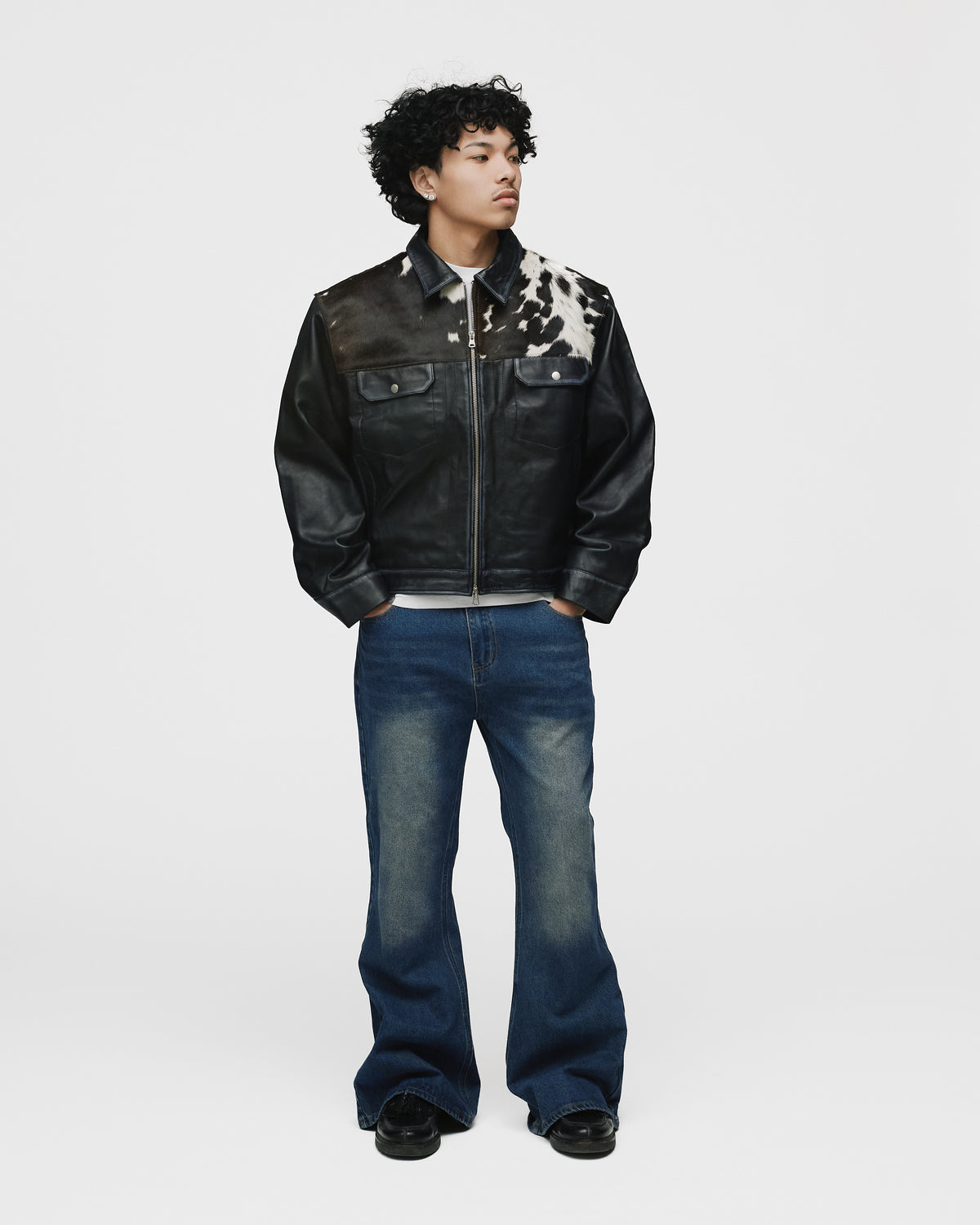 Cowhide Leather Jacket - Black