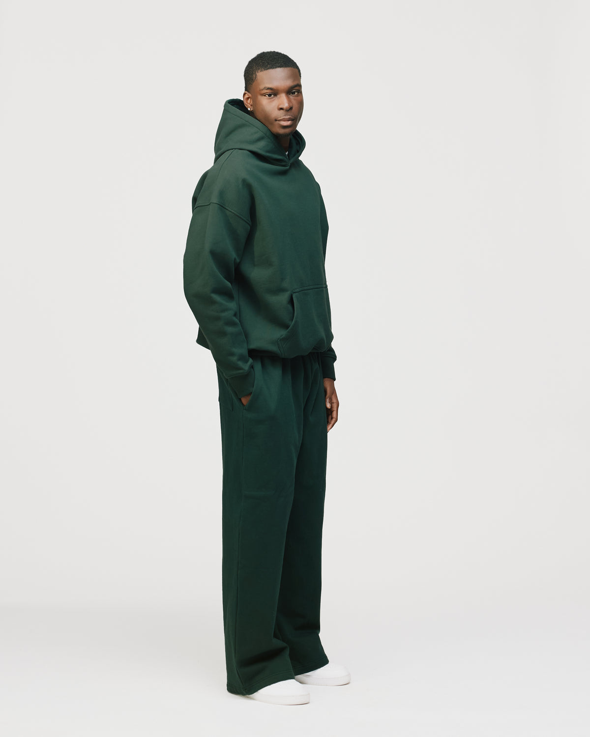 Drop Shoulder Hoodie - Forest Green