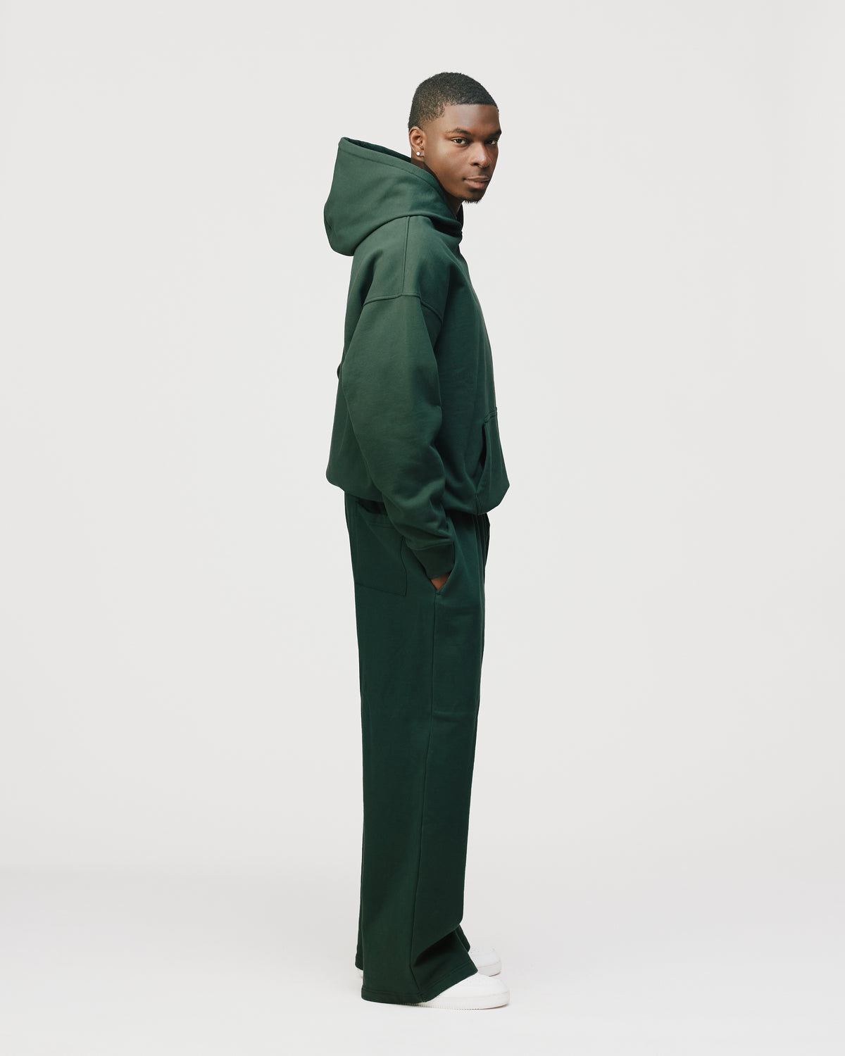 Drop Shoulder Hoodie - Forest Green