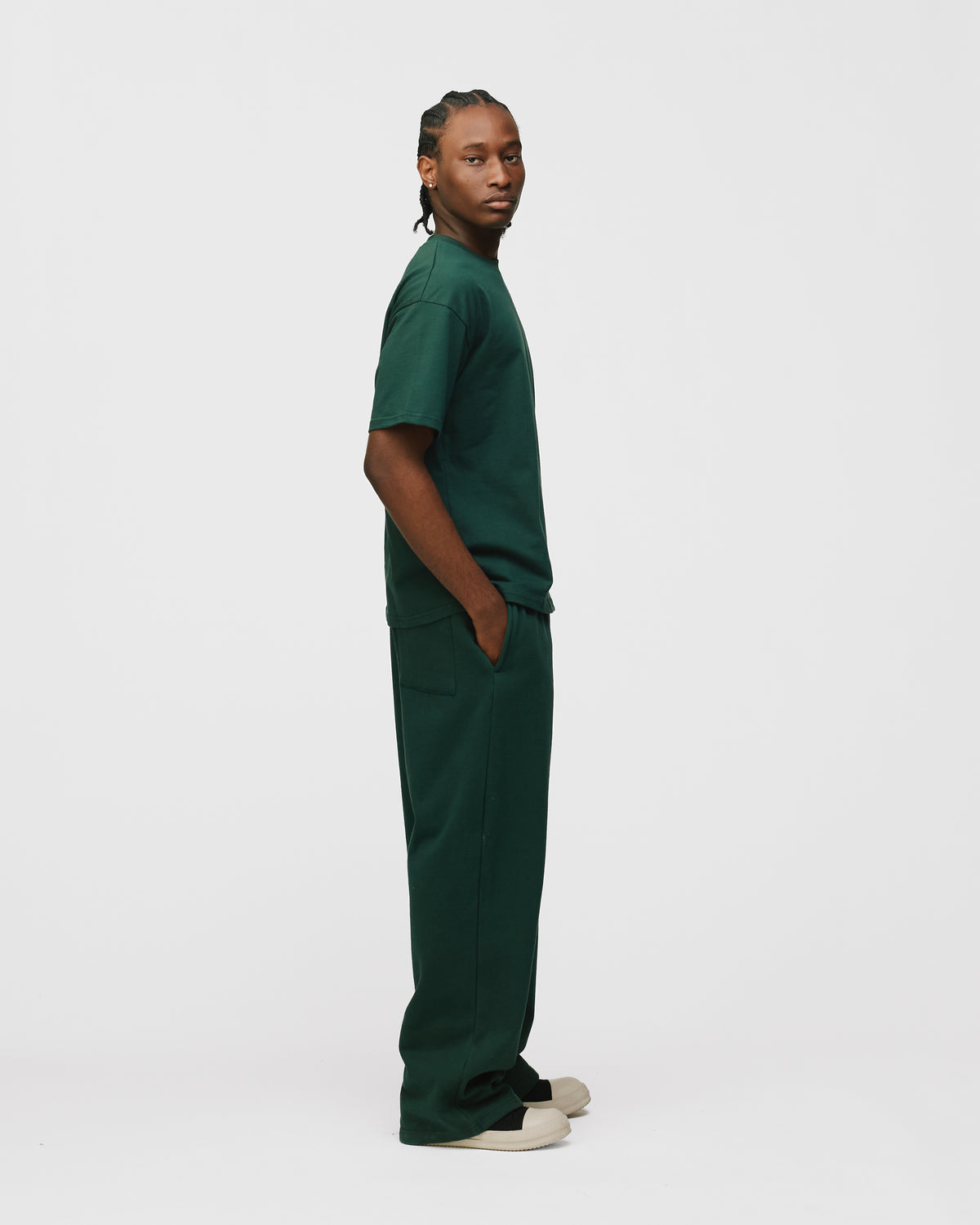 Drop Shoulder T-Shirt - Forest Green
